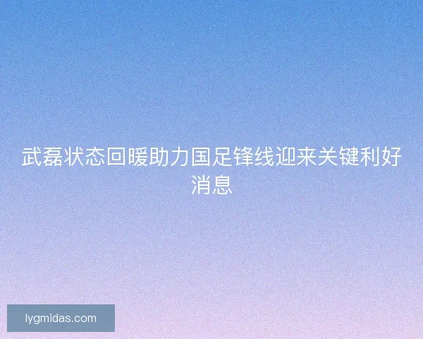 武磊状态回暖助力国足锋线迎来关键利好消息 武磊状态回暖助力国足锋线迎来关键利好消息